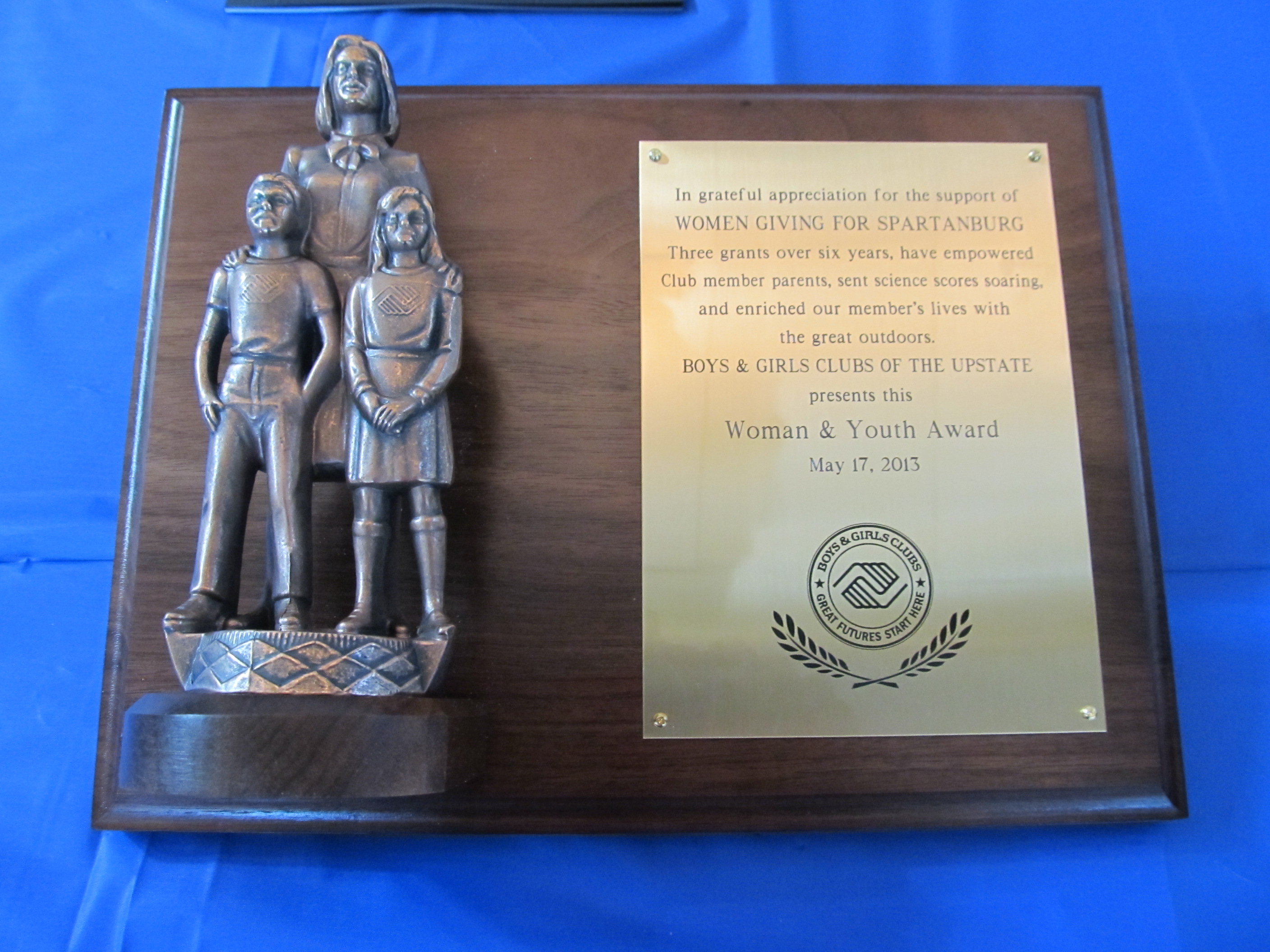 WGFS Award Received from Boys & Girls Clubs 