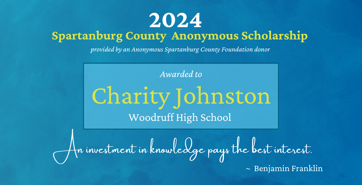 A graphic with the name Charity Johnston, Woodruff High School