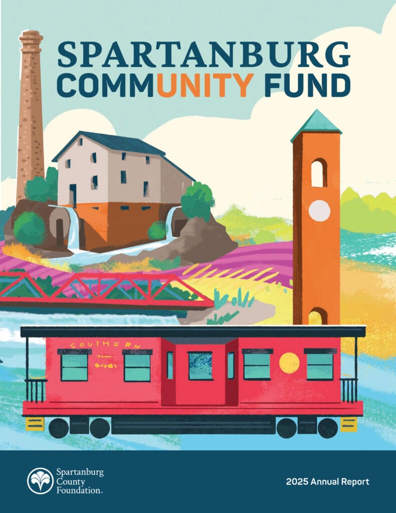 Image of the Spartanburg County Foundation Annual Report cover that show an illustration for the Spartanburg Community Fund